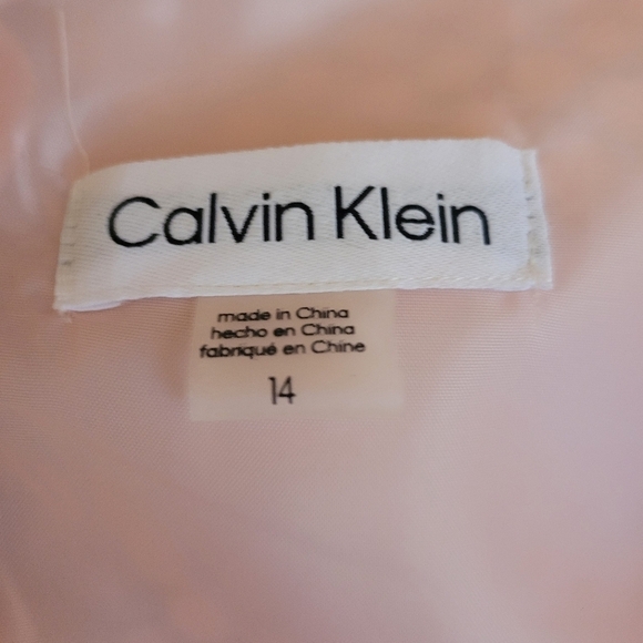 Calvin Klein Pink Jacquard Metallic Polka Dot Dress Size 14 - Picture 8 of 8